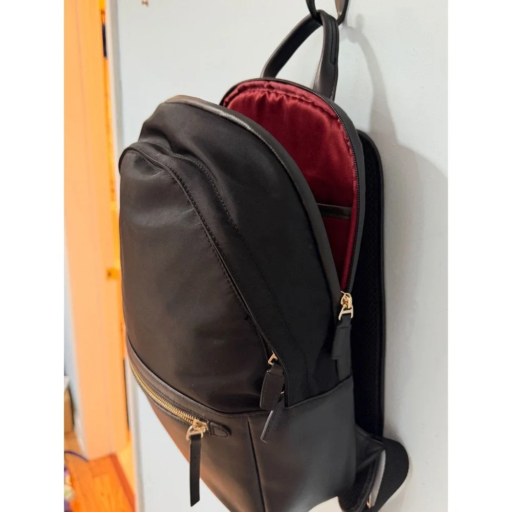 ISM The Backpack Black Nylon Leather Gold Hardware Laptop Commuter Bag